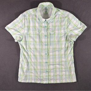 L.L. Bean Women’s Tropicwear Plaid Vented Fishing Shirt Green Large